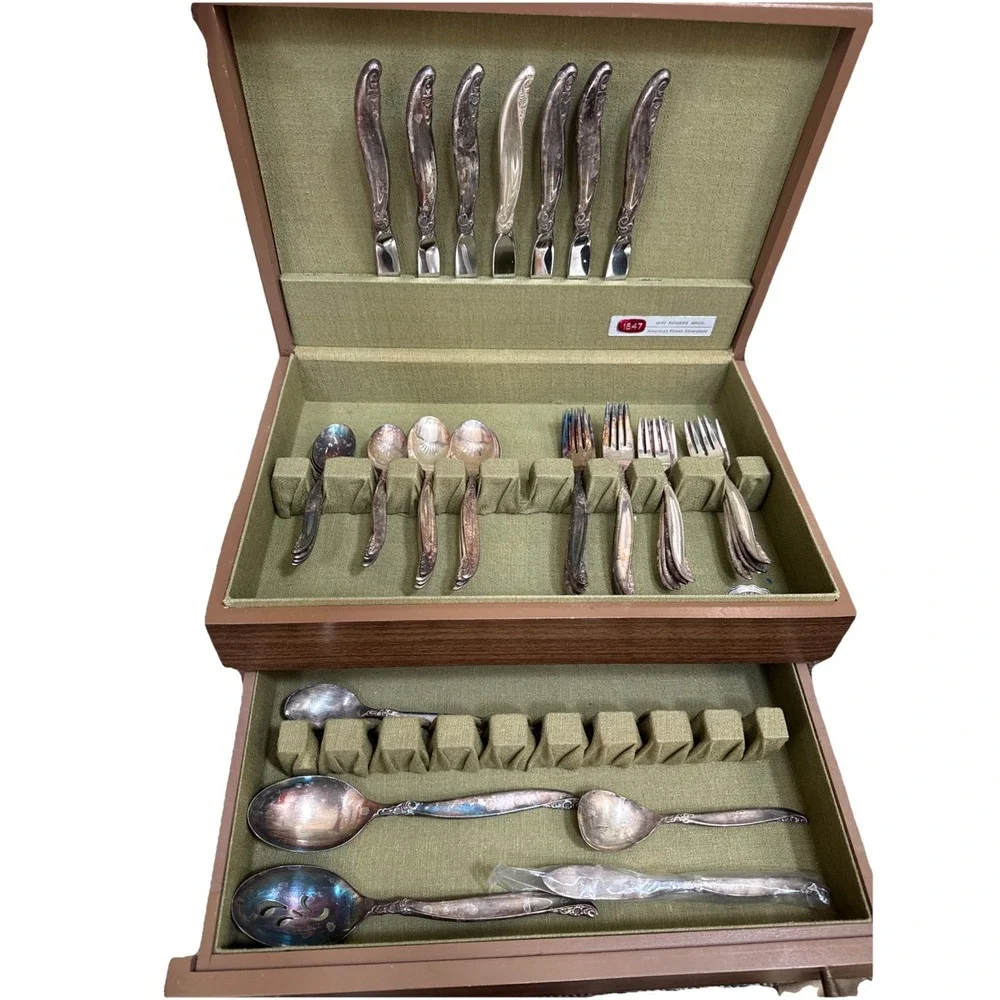 1847 Rogers Bros Vintage 1961 Silver Plate Leilani 43 Pc Flatware Set For 8 Read